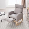 KWPZQEB Nursery Rocking Chair Teddy Upholstered Rocker Rocking Accent Chair Padded Seat Armchair with High Backrest & Adjustable Footstool - 2 of 4