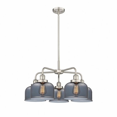 Bell - 5 Light Stem Hung Chandelier In Art Deco Style-14.75 Inches Tall and 26 Inches Wide