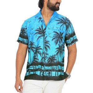 LA LEELA Men's Hawaiian Shirts Short Sleeve Button Down Shirt Mens Casual Shirts Holiday Tropical Beach Party Shirts for Men - 1 of 4