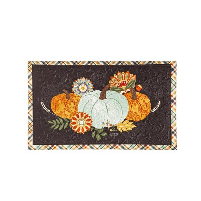 Evergreen Harvest Pumpkinds Embossed Indoor Outdoor Doormat 1'6