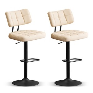 Furniliving Modern Swivel Bar Stools Set of 2, Faux Leather Upholstered, Height-Adjustable for Kitchen Island, Dining Space - 1 of 4