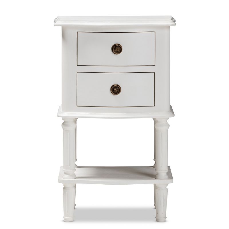 Audrey Finished 2 Drawer Nightstand White - Baxton Studio, 3 of 12