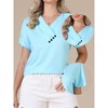 INSPIRE CHIC Women's Summer Short Sleeve Casual V Neck Pleated Button Tunic Tops - 2 of 4