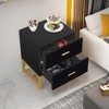 Kumasinova 19.69"Nightstand with 2 Drawers and Metal Legs,Bedside Cabinet with Wooden Top,End Table for Bedroom,Living Room - 4 of 4