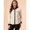 INSPIRE CHIC Women's Contrast Collar Chiffon Long Sleeve Work Office Blouse - 3 of 4