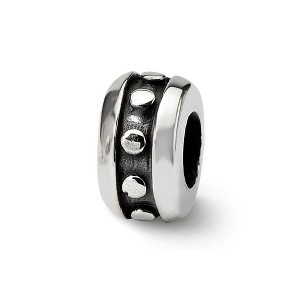 Black Bow Jewelry Sterling Silver Dotted Charmed Stopper and Spacer Bead Charm - 1 of 3