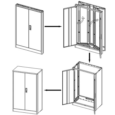 Versatile folding locker cabinet featuring a customizable shelf and locking doors¡ªperfect for home offices.