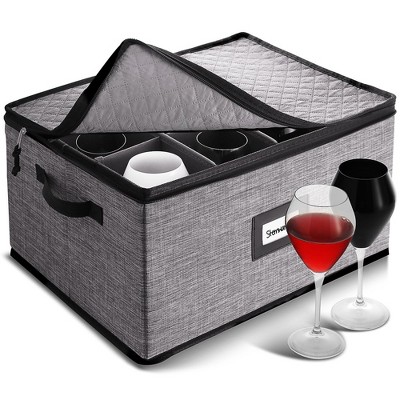 StorageBud Fine China Storage Containers Hard Shell, Durable Dinnerware Storage Box with Dividers