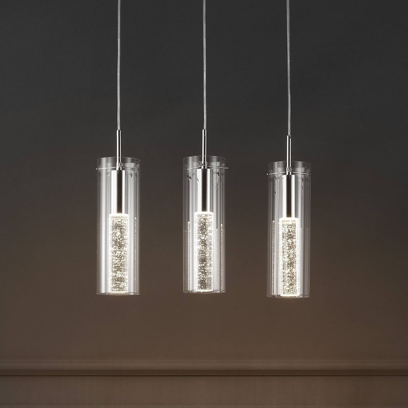 Mium Modern Style Iron/Crystal/Glass Integrated LED Linear Pendant Chrome - JONATHAN Y, 2 of 15