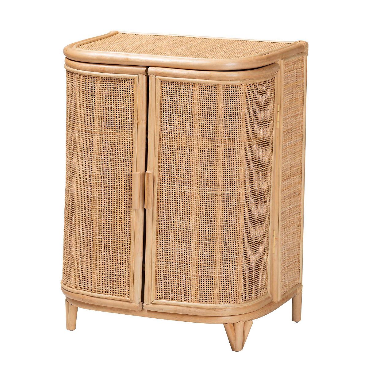 bali & pari Yanka Natural Rattan Storage Cabinet Natural: Handcrafted, 2-Shelf, Bohemian Design - thumbnail 2