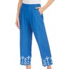 Collections Etc Embroidered & Scalloped Hem Elasticized Waist Capris - 3 of 4