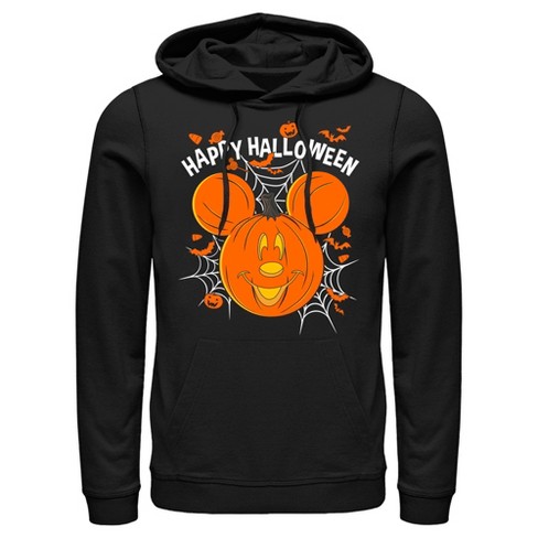 Men's Mickey & Friends Halloween Mouse-O'-Lantern Pull Over Hoodie - Black  - Small