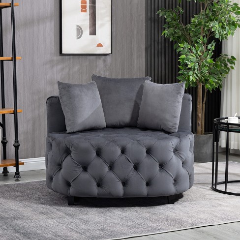 Classical Upholstered Accent Barrel Chair Gray-modernluxe : Target