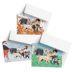 Holiday Greeting Card Pack Sets (3 ct, Assorted) Autumn, Santa and Easter Dog Walk by Ramus & Co - 1 of 4