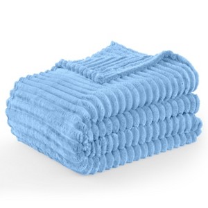 Cozy Soft Striped Fleece Blankets Decorative Plush Luxury Ribbed Warm Blanket for Couch, Sofa, Chair & Bed  - Lux Decor Collection - 1 of 4