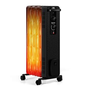 Costway 1500W Oil-Filled Heater Portable Radiator Space Heater w/ Adjustable Thermostat White\ Black