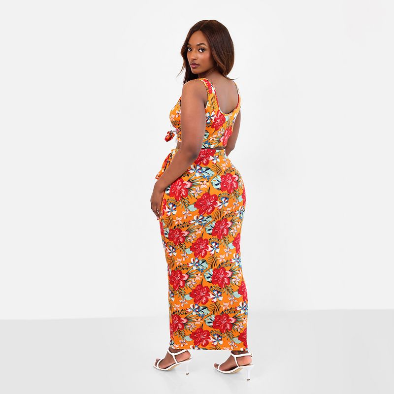 Rebdolls Women's Noemi Tropical Print Bodycon Maxi Skirt, 3 of 4