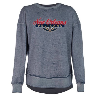 NBA New Orleans Pelicans Women's Burnout Crew Neck Fleece Sweatshirt