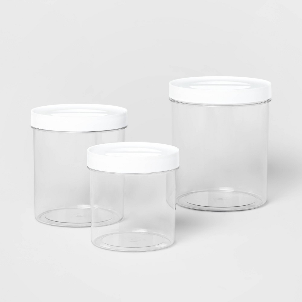 Photos - Food Container 3pc Round Airtight Canister Set White - Brightroom™