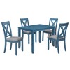 Rustic Minimalist Wood 5-Piece Dining Table Set with 4 X-Back Chairs-ModernLuxe - 2 of 4
