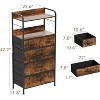47.2" Vertical Fabric Dresser w/200LB Capacity - 5 Drawers + Shelves & Anti-Tip Kit, Slim 11.8" Depth for Bedroom/Closet - 3 of 4