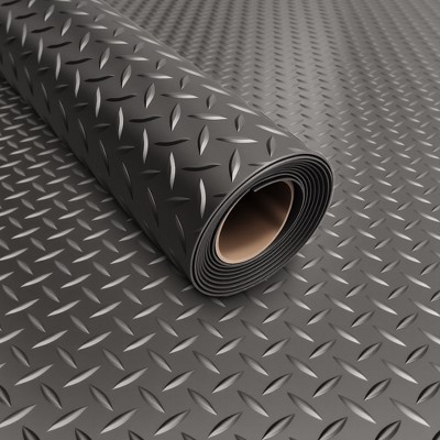Diamond-Textured Black Garage Flooring Rolls