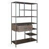 70" Lemuel 1 Drawer Bookcase Gray - Treasure Trove Accents: Multi-Level, Iron Frame, No Assembly Required - 3 of 4