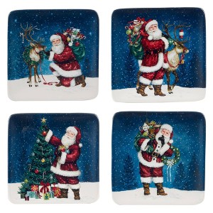 Certified International Set of 4 Santa's Secret Canape Plates - 1 of 3