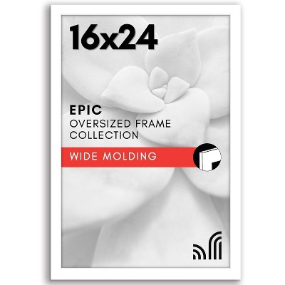 Americanflat 16x24 Poster Frame with Polished Plexiglass - White Picture Frame - Wide Photo Frames Made of Engineered Wood - White