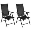 vidaXL Black Folding Patio Chair Set - Adjustable Reclining Back with Comfortable Textilene Seats Outdoors Garden Furniture - 2 of 4