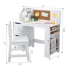 Kids Study Desk and Chair Set, Wooden School Learning Table with Storage, Hutch and Bulletin Board, Children Computer Desk with Chair, - 3 of 4
