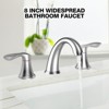 Bathroom Faucet, 8" Widespread 3 Hole - Brushed Nickel with Pop-Up Drain, CUPC Supply Lines for Sink - 3 of 4