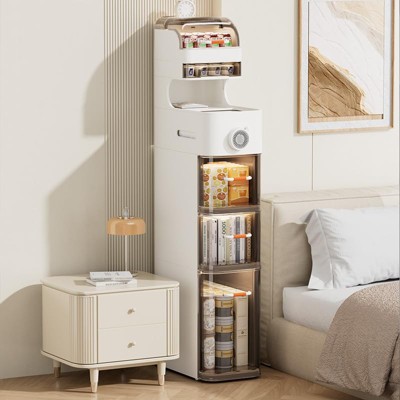7.1" Slim Storage Cabinet - 7 Tiers Narrow Cabinet, With Wheels, Toilet Paper Holder, Perfect for Small Spaces, Out of The Box for Kitchen & Bedroom