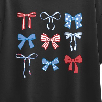Instant Message Girls' Instant Message Americana Bows Short Sleeve Boxy Graphic T-Shirt - Black - Medium — фото 2