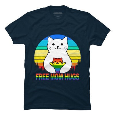 Adult Design By Humans Free Mom Cat Hugs Pride Sunrise By Avocato T-Shirt