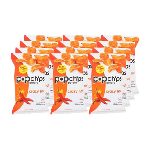  Popchips Potato Chips, Crazy Hot, 0.7 Ounce Snack Packs, (Pack  of 24)