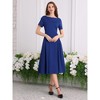 INSPIRE CHIC Women's Boat Neck Short Sleeve Pleated Work A-Line Midi Dress - 2 of 4