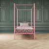 KWPZQEB Canopy Metal Bed with Headboard and Footboard, Canopy Bed Frame Heart-Shaped Scroll Design & Round Top Post for Girl, Pink - 4 of 4