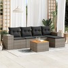 vidaXL Patio Sofa Set with Cushions Outdoor Furniture 6 Piece Poly Rattan - Gray - 2 of 4