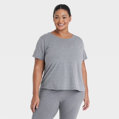 Women's Essential Crewneck Short Sleeve T-Shirt - All In Motion™ Heathered  Black 4X