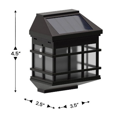 Black Square LED Solar Wall Mount Lights, 6-Pack