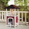 Costway Outdoor Cat House 2-Story Wooden Cat Shelter with Asphalt Roof Removable Floor - 2 of 4