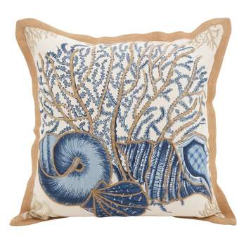 Saro Lifestyle Seashell Pillow - Down Filled, 20" Square, Navy Blue