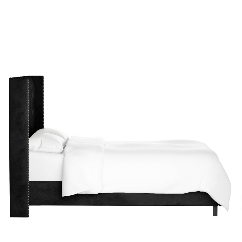 Skyline Furniture Louis Diamond Tufted Wingback Velvet Bed, 4 of 8
