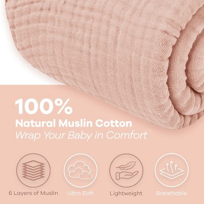 Blush Queen Muslin Cotton Cooling Throw Blanket
