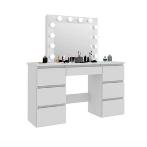 TiramisuBest Large White Vanity Tables with Mirror and Light with Matte White for Dressers - 1 of 4