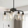 DORESshop 22 in. 6-Light Black /NickelChandelier Adjustable Industrial Pendant Light with Clear Glass for Dining Room Kitchen - 2 of 4