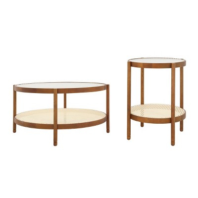 NicBex Modern 19.7" Round Coffee Table with Glass Top and Open Shelf for Living Room and Bedroom