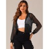INSPIRE CHIC Women's Zip Up Fashion Mesh Sheer Hoodie Bomber Jackets with Pocket - 4 of 4