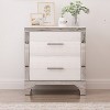 Elegant High Gloss Nightstand with Metal Handle, Mirrored Bedside Table with 2 Drawers for Bedroom & Living Room, White - 2 of 4